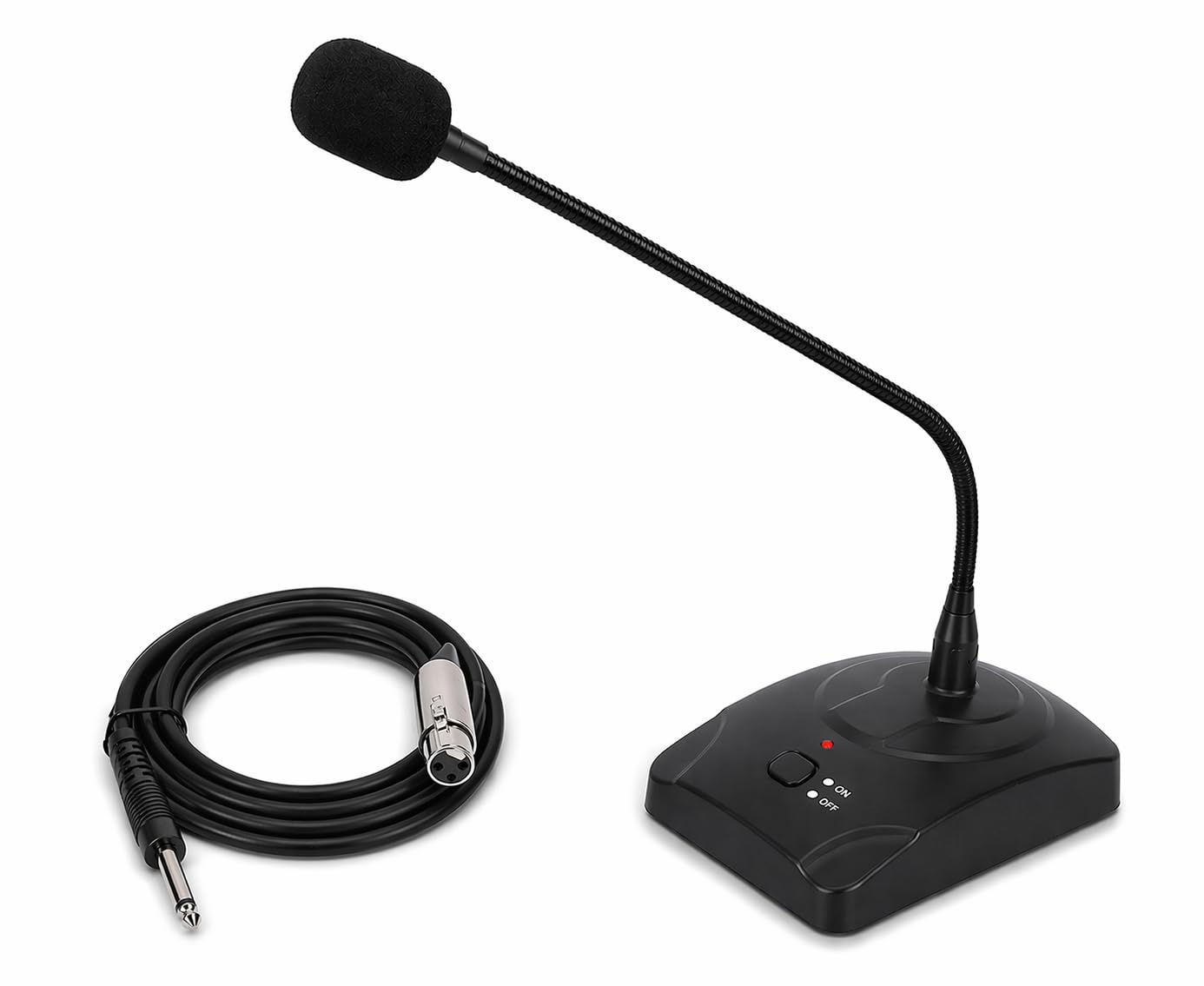 RODZ Professional Gooseneck Desktop Microphone with Stand, 3.5mm/6.5mm Wired Condenser Mic, Omni-Directional Recording Mic for C