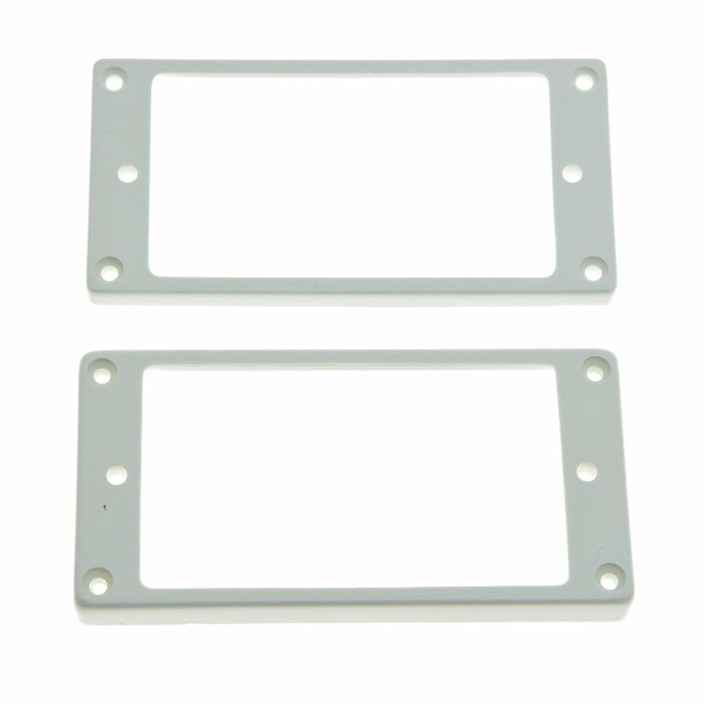 Dopro Set Of 2 Humbucker Pickup Ring Pickup Mounting Frame Flat Bottom 3 * 5 For Neck And 7 * 9 For Bridge Pickup White