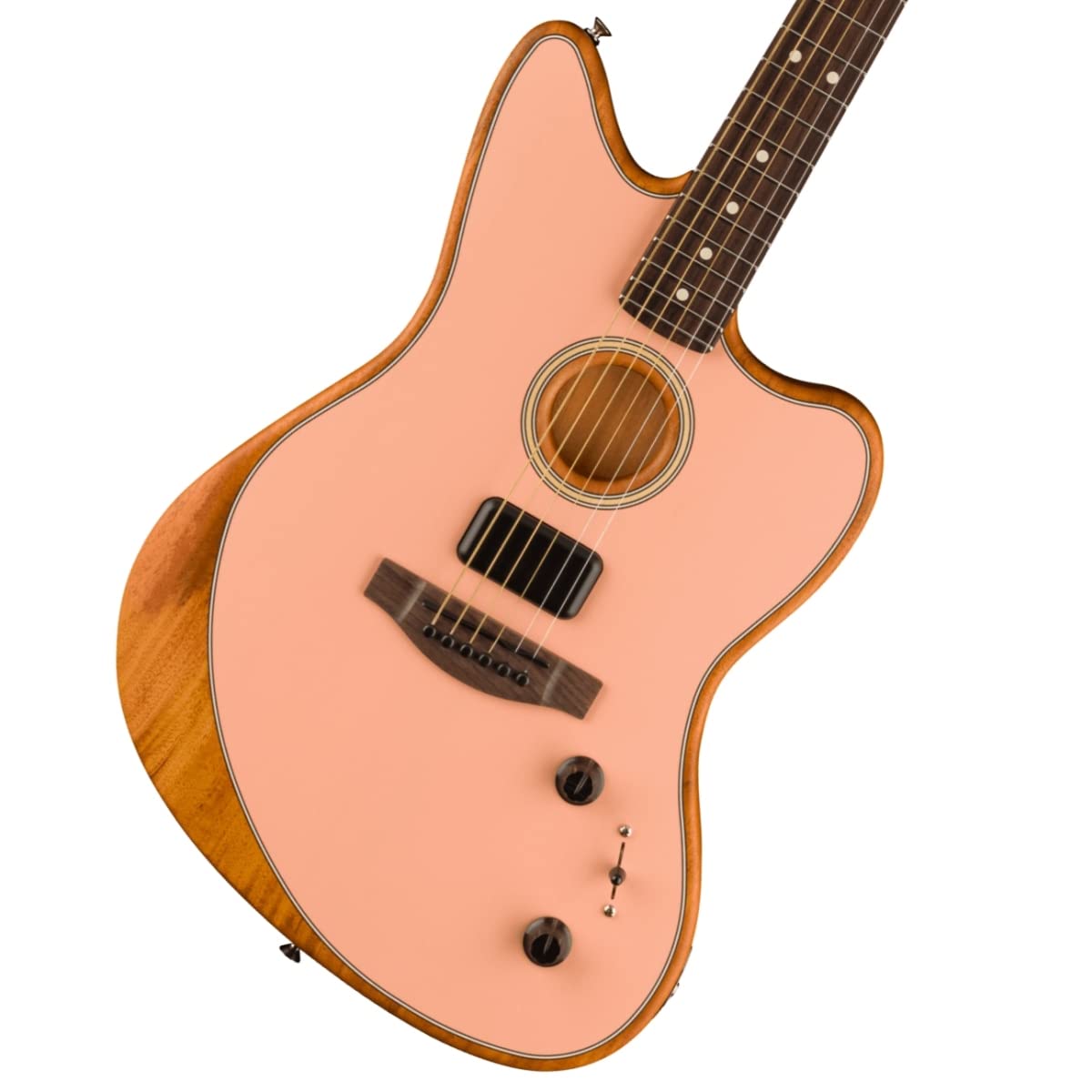 Fender Acoustasonic Player Jazzmaster Acoustic Electric Guitar, With 2-Year Warranty, Shell Pink, Rosewood Fingerboard, With Gig