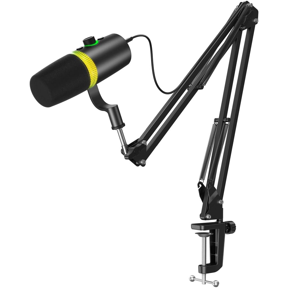 Digitek DM-701 USB Dynamic Microphone - RGB Professional Gaming Streaming Podcast Mic with XLR Output, Noise Reduction, Cardioid