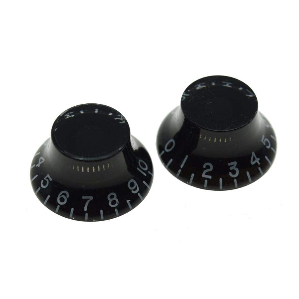 Dopro 2Pcs Usa(Imperial) Lp Guitar Bell Knobs 24 Fine Splines Top Hat Knobs For Gb Les Paul With Cts Pots Black