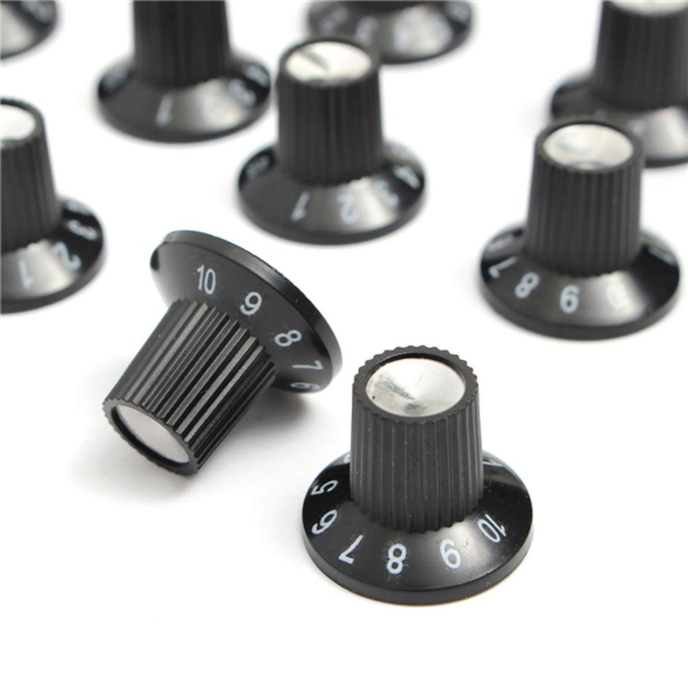 FASTROHY 12Pcs Guitar AMP Knob Amplifier Skirted Knobs Volume Tone Control for Fender, Black