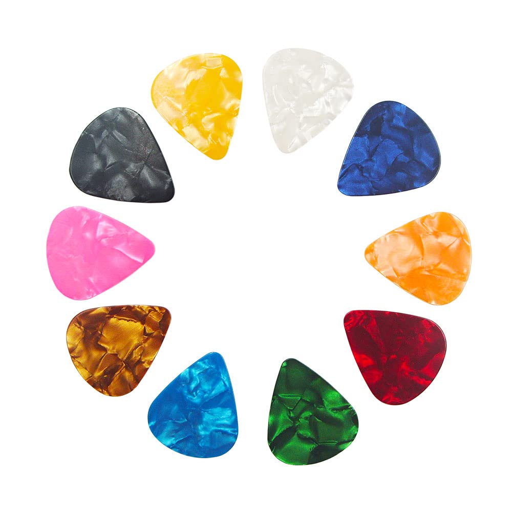 Hyshina Guitar Picks, 30 Pack Celluloid Guitar Pick Plectrums Sampler For Acoustic, Electric Or Bass Guitars, Random Colors (Med