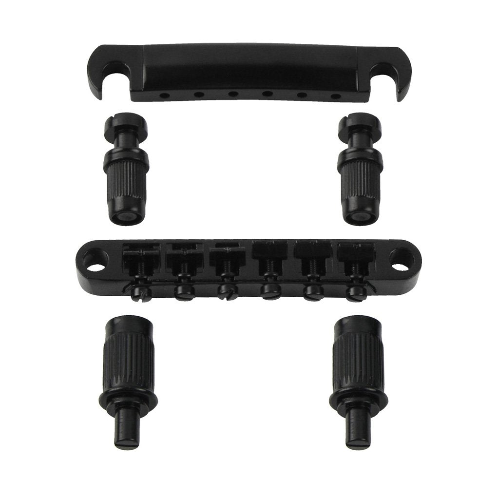 Fleor Electric Guitar Tune-O-Matic Bridge & Tailpiece With Studs Set Fit Gibson Epiphone Les Paul Guitar Part, Black