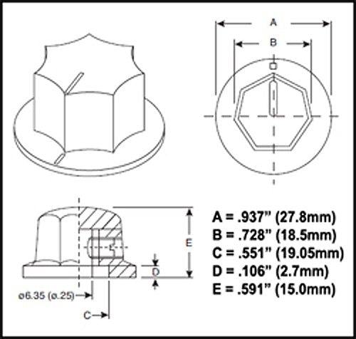 2-pack Guitar Potentiometer Knobs: Black ''Top Hat'' with Set Screw