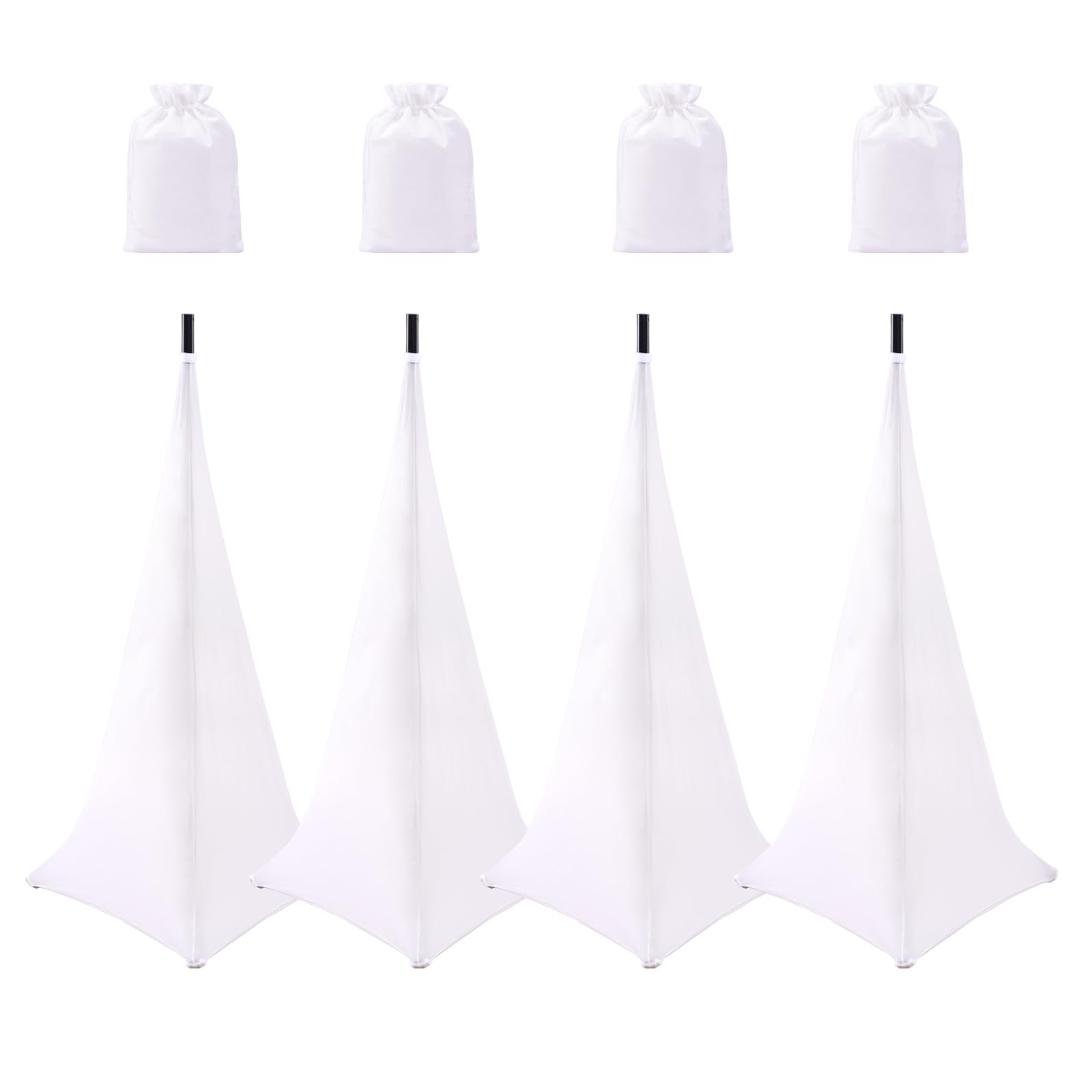 4 Pack Speaker Stand Cover Tripod Scrim, DJ Speaker Stand Scrim Tripod Cover with 360 Degree Coverage (White-Four Pack)