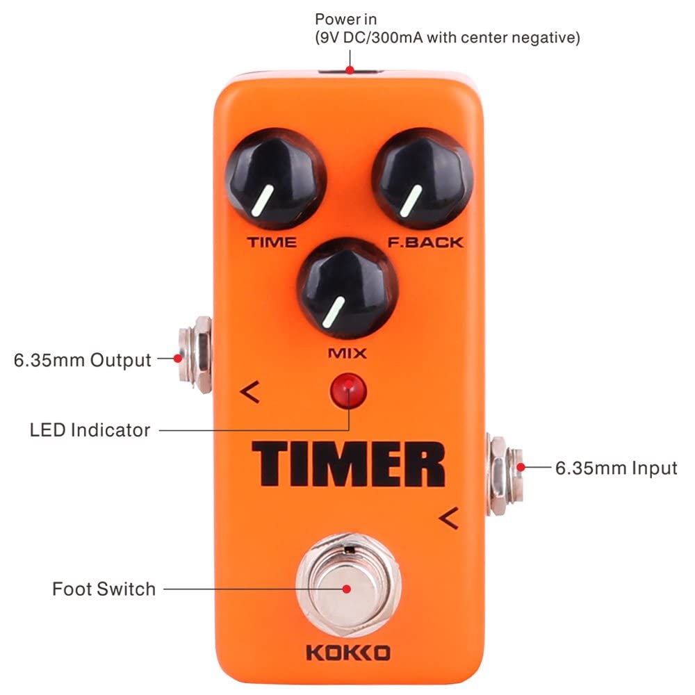Guitar Mini Effects Pedal Timer - Digital Delay Effect Sound Processor Portable Accessory for Guitar and Bass, Exclude Power Ada