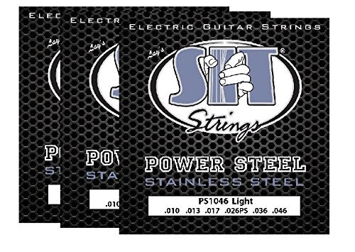S.I.T. Strings Ps1046 Stainless Steel Power Steel Extra Light Electric Guitar Strings - 3 Pack