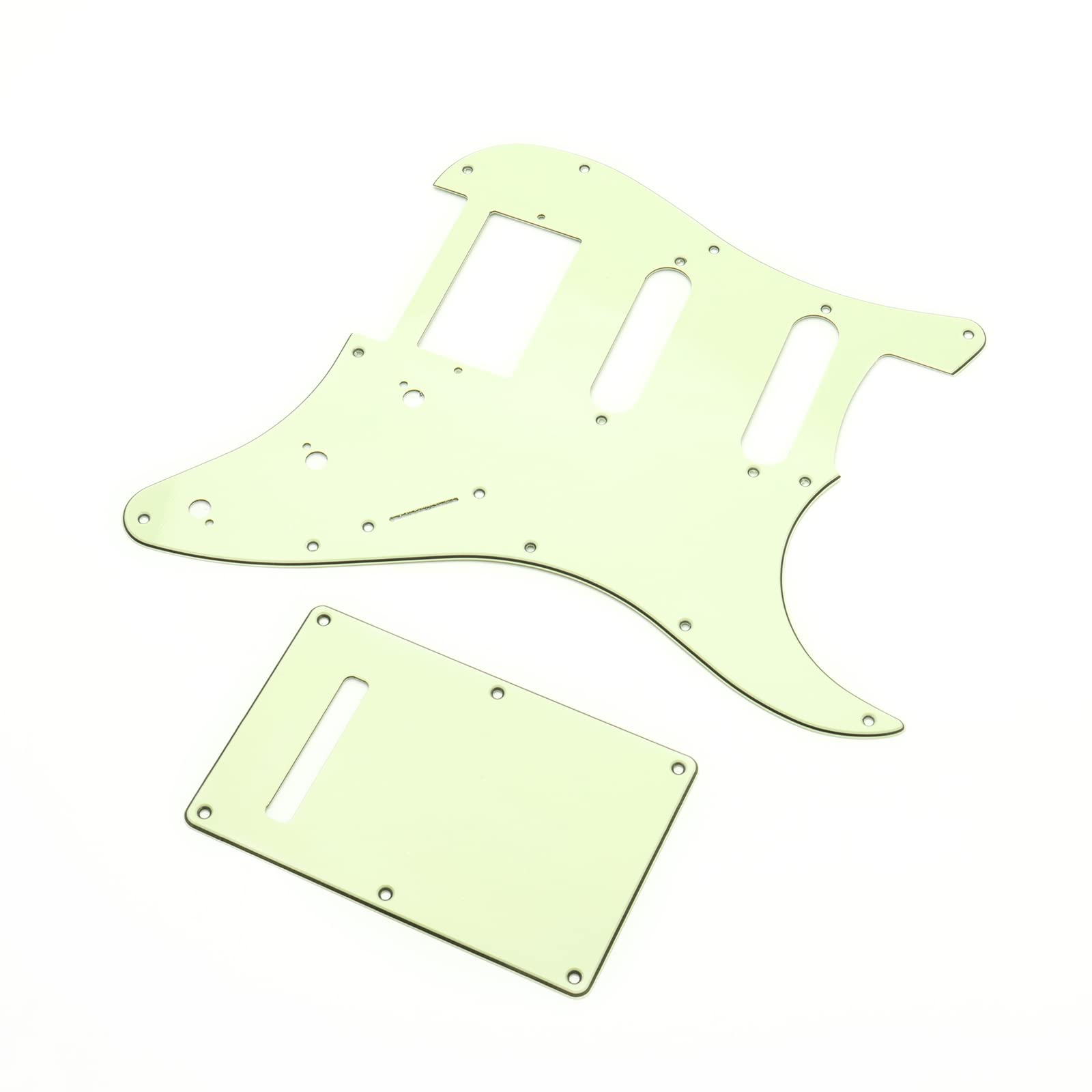Unxuey 11 Hole Guitar Pickguard HSS Strat Pickguard Backplate Set with Pick Guard Screws for Standard Strat Modern Style Guitar