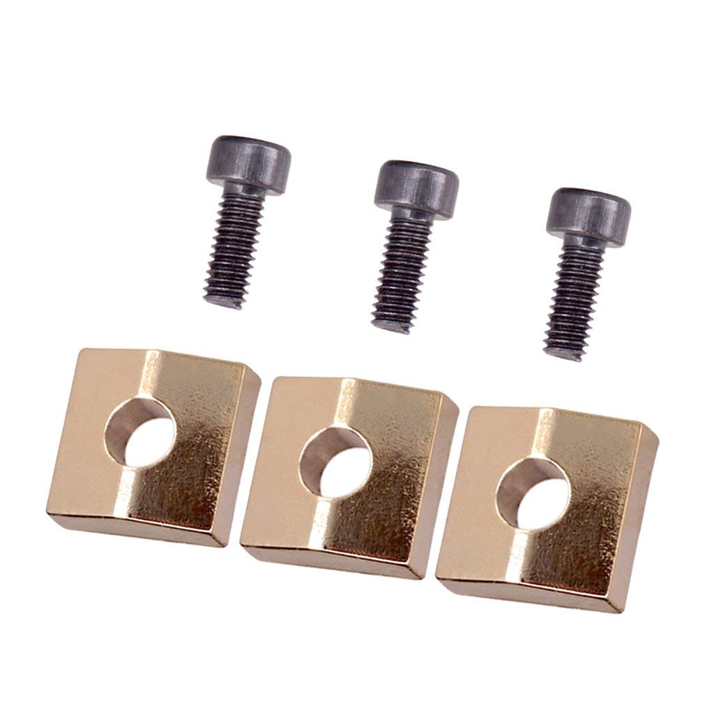 3 Pieces Locking Nut Block and Screws Guitar Cap Suitable for Tremolo Bridge Replacement Part (Golden+Black)