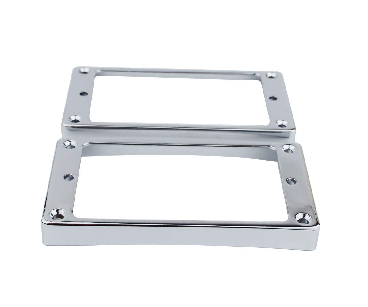 Guyker Curved Bottom Metal Humbucker Pickup Mounting Ring Set - Bridge and Neck Pickups Cover Frame Replacement Compatible with 