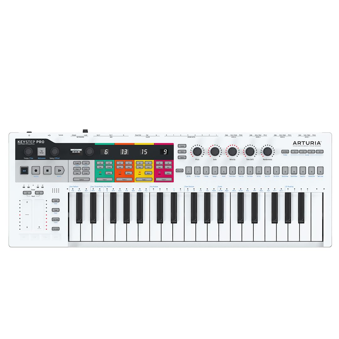 Arturia - Keystep Pro - All-in-One Performance MIDI Controller, Sequencer and Arpeggiator - 4 Polyphonic Sequencer Tracks, 24-Pa