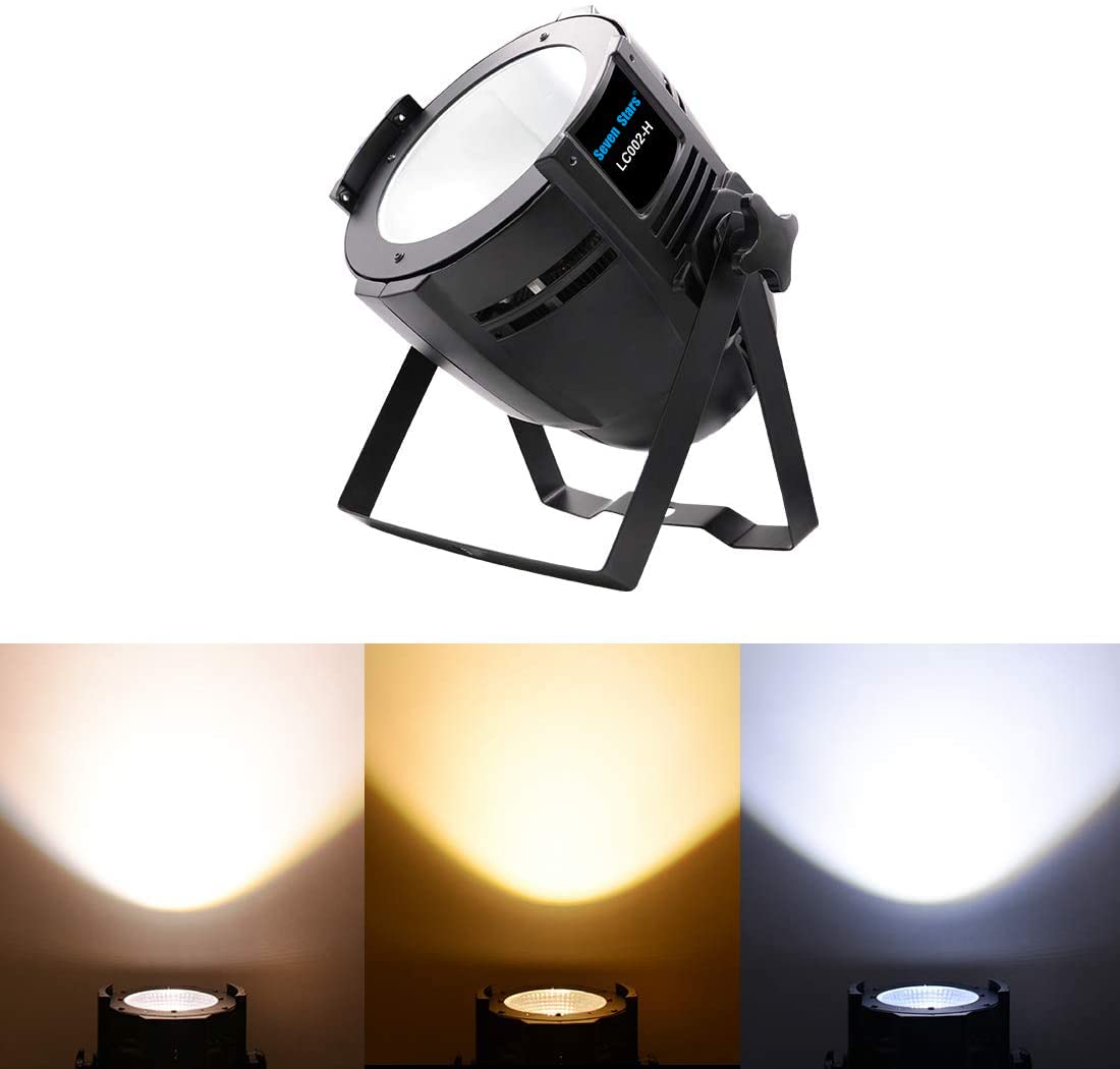 Seven Stars 200W COB Lights, LED Par Light Warm White & Cool White Stage Wash Lights, DMX Stage Lights for Church/Party/Stage Sh