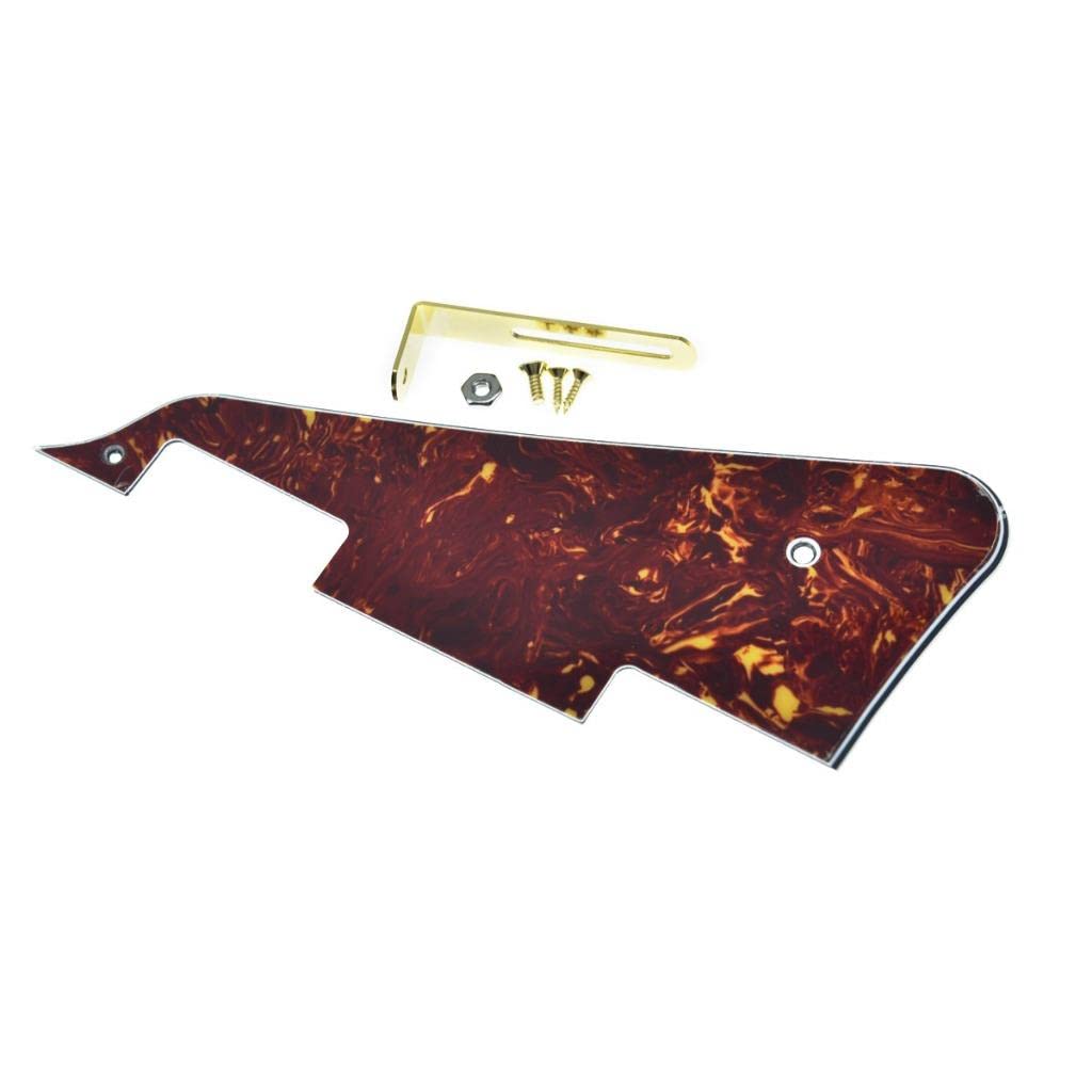 KAISH Vintage Tortoise LP Guitar Pickguard with Gold Stainless Steel Bracket and Steel Mounting Screws for USA Les Paul