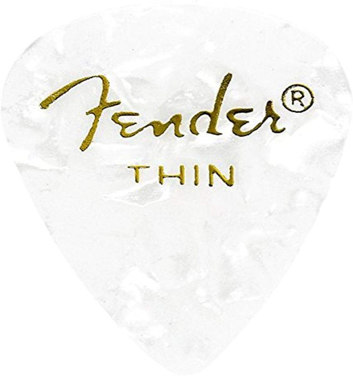 Fender Premium Celluloid Guitar Picks 351 Shape, White Moto, Thin, 144-Pack