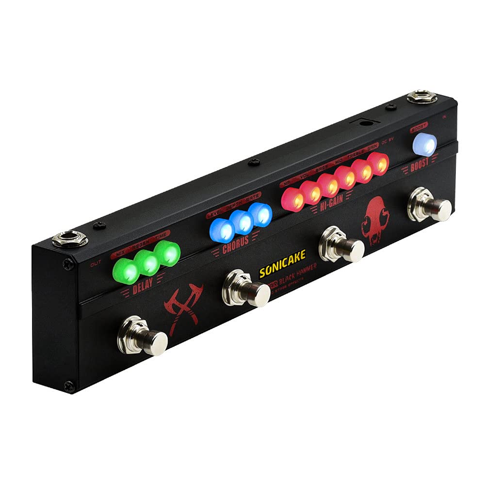 SONICAKE Guitar Multi Effect Pedal Heavy Metal HiGain Distortion Boost Chorus Delay Guitar Pedal Black Hammer With Adapter