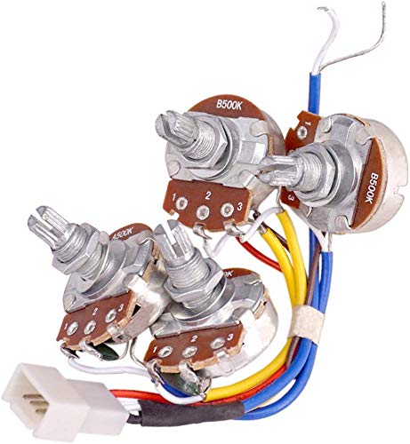 1 Set Guitar Circuit Wiring Harness Kit with 2 Pieces A500k B500K Pots and 1 Piece 3 Way Toggle Switch fit for LP Electric Guita