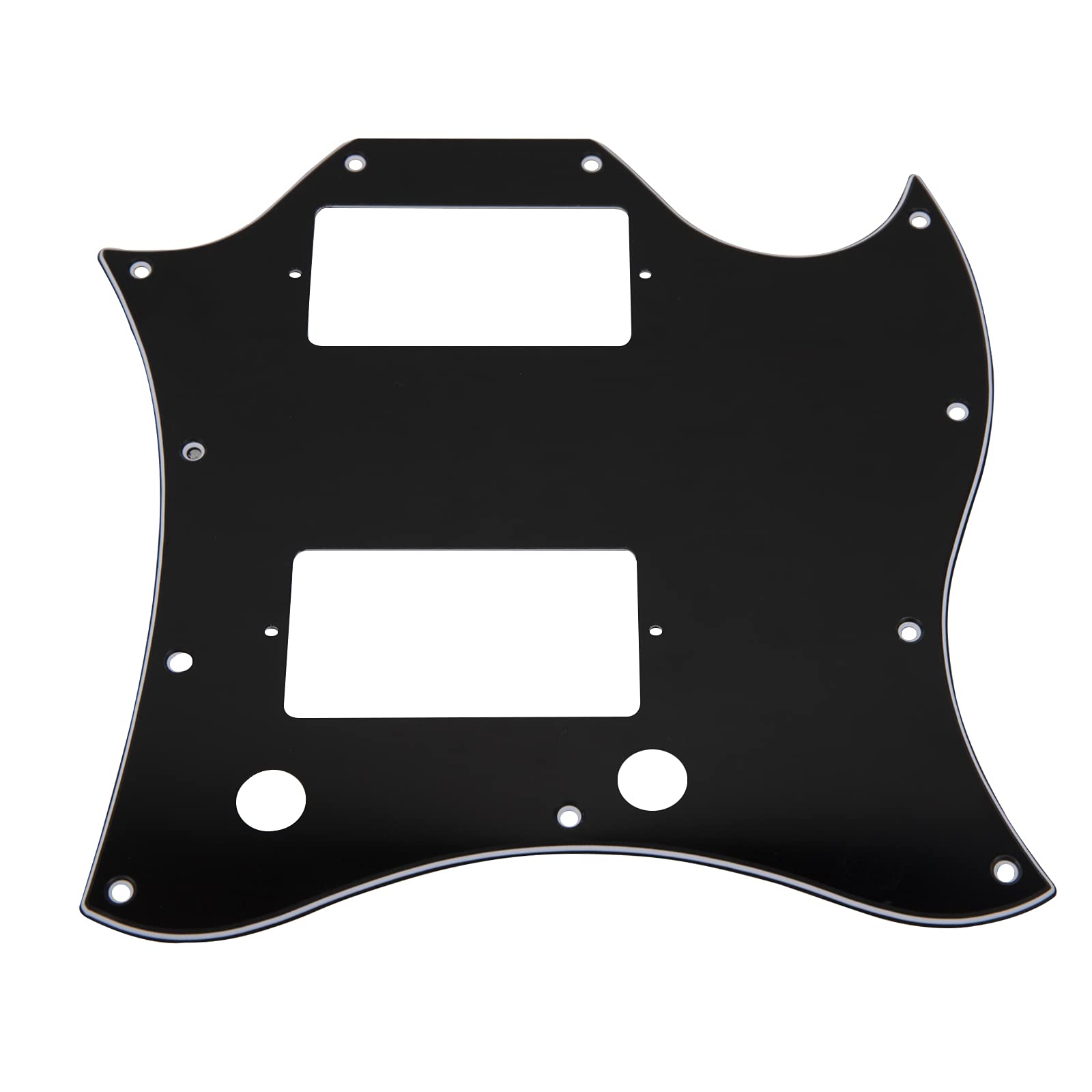 1Pcs Yootones 3Ply White Guitar Scratch Plate Full Face Compatible With Sg Standard Style Guitar Pickguard (3Ply Black)