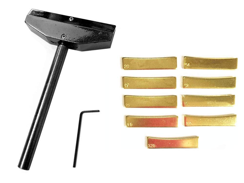 Jiayouy Luthier Tools Set Guitar Bass Fret Press Caul Fingerboard Pressing Tool + 9Pcs Brass Radian Fret Inserts With Hex Wrench