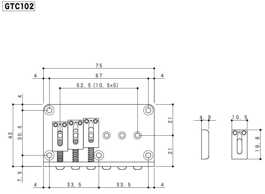 Gotoh Hardtail Bridge Chrome, Through-Body String Mounting