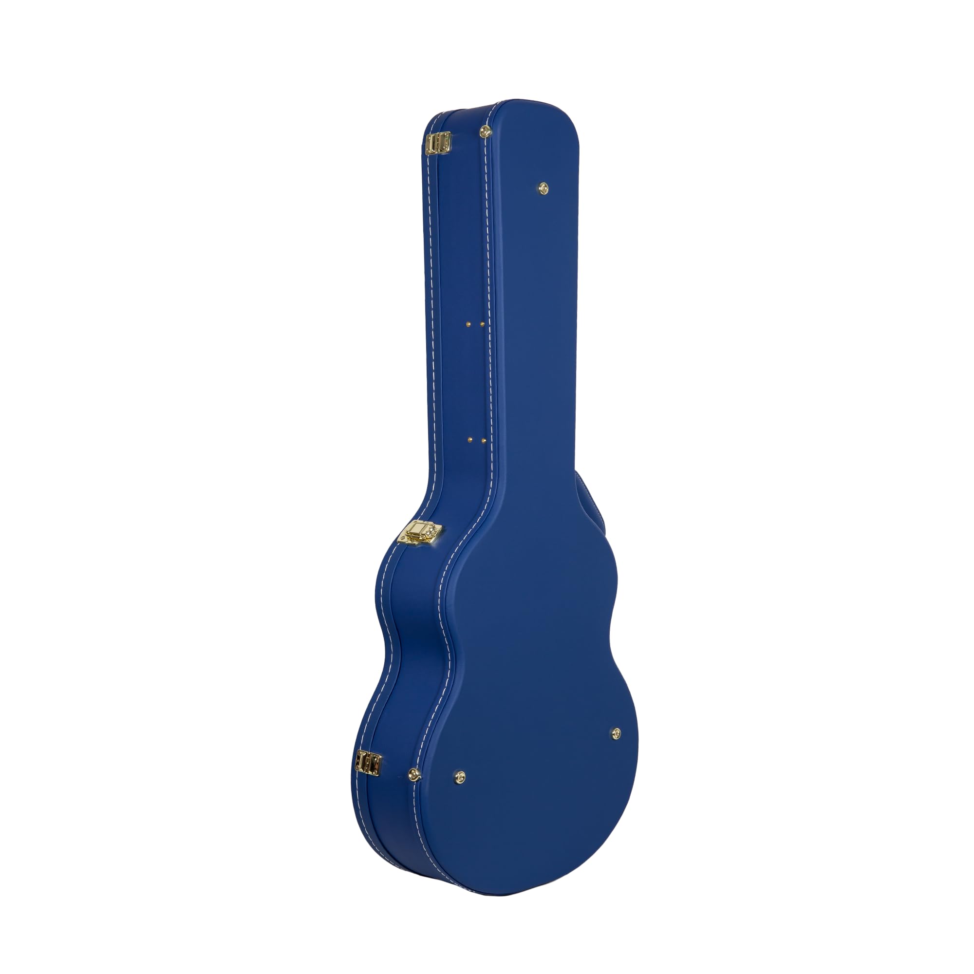 Crossrock Wooden OM Guitar Case for Martin 000-14 Fret | Vibrant Blue Faux Leather, Beige Plush Interior, Lock - Designer Series