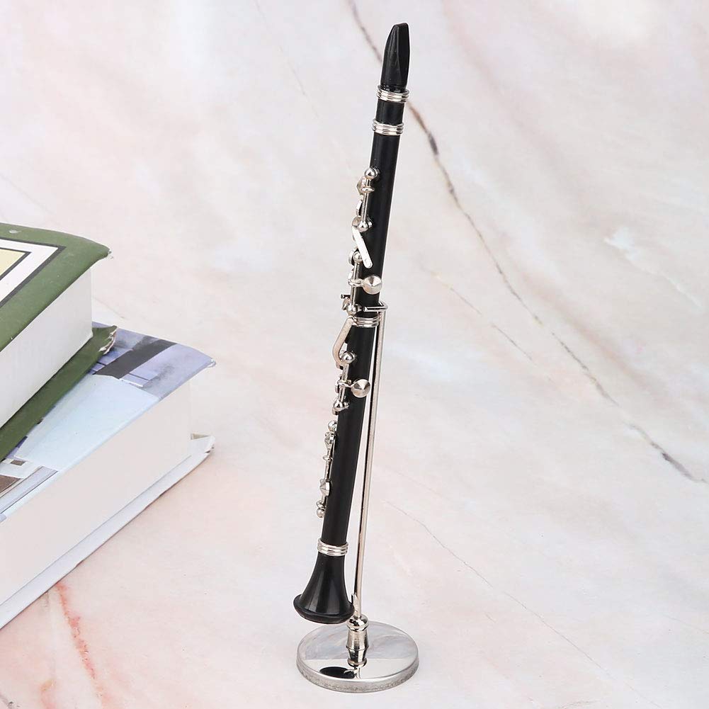 Clarinet Music 16Cm Miniature Black Clarinet Musical Instrument Brass Miniature Clarinet Model with Box for Dollhouse Music Home