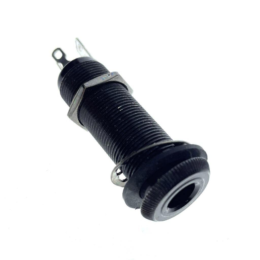 Kaish 6.35Mm Brass Mono Guitar Bass Barrel Jack Socket Cylinder Input Output Jack With 3 Pins Black