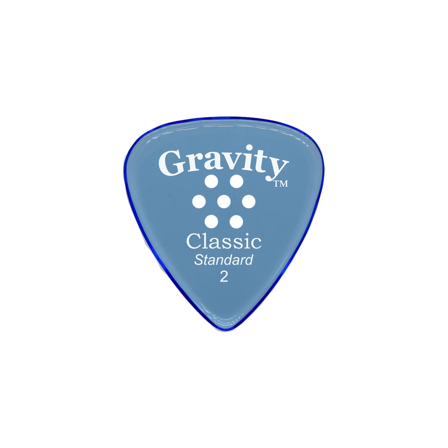 Gravity Picks Classic Guitar Pick - 2.0Mm Blue - Polished W/Multi-Hole Grip