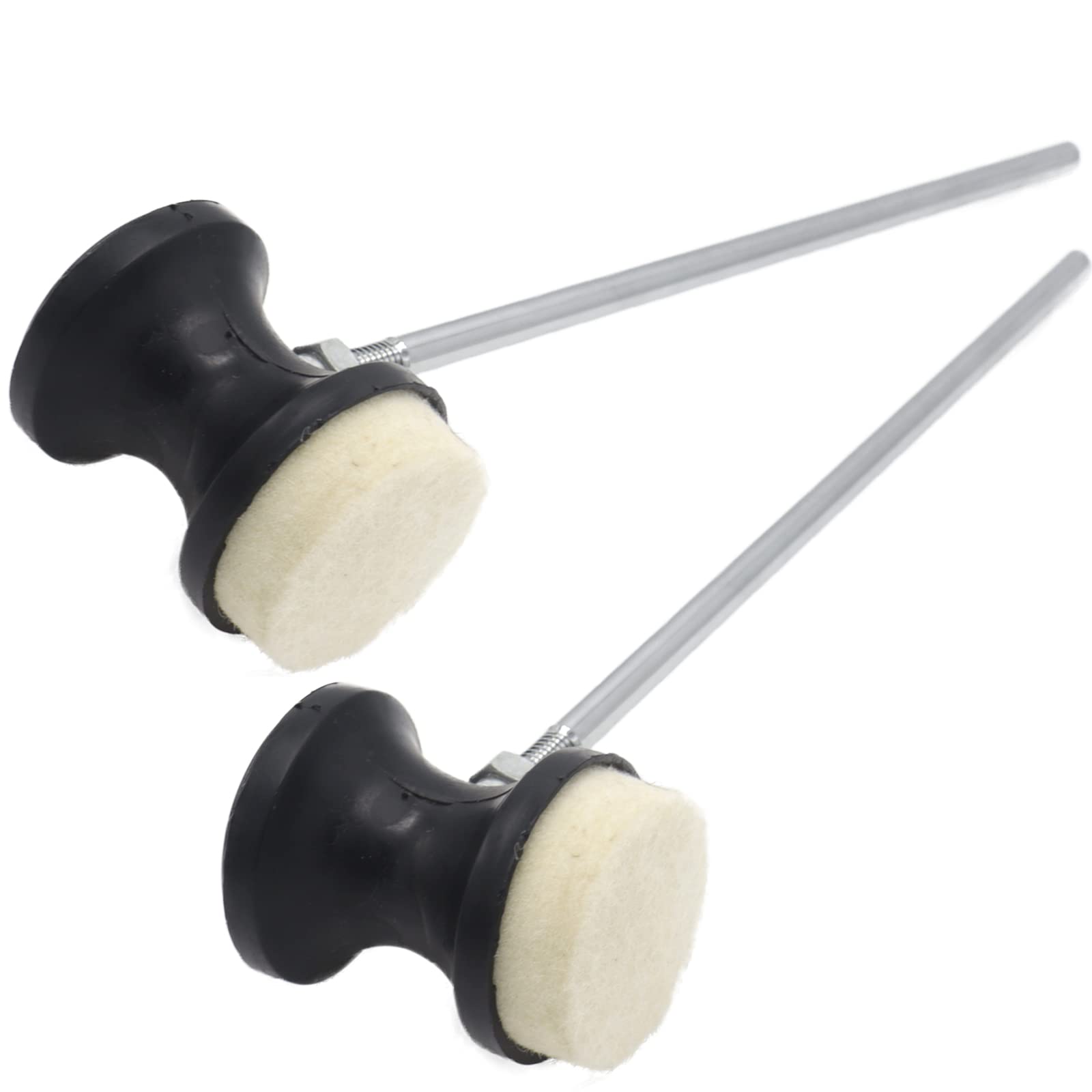 Cheerock 2pcs Double-Sided Bass Drum Pedal Beater, Double Kick Drum Pedals Beater, Stainless Steel Handle Bass Drum Pedal Beater
