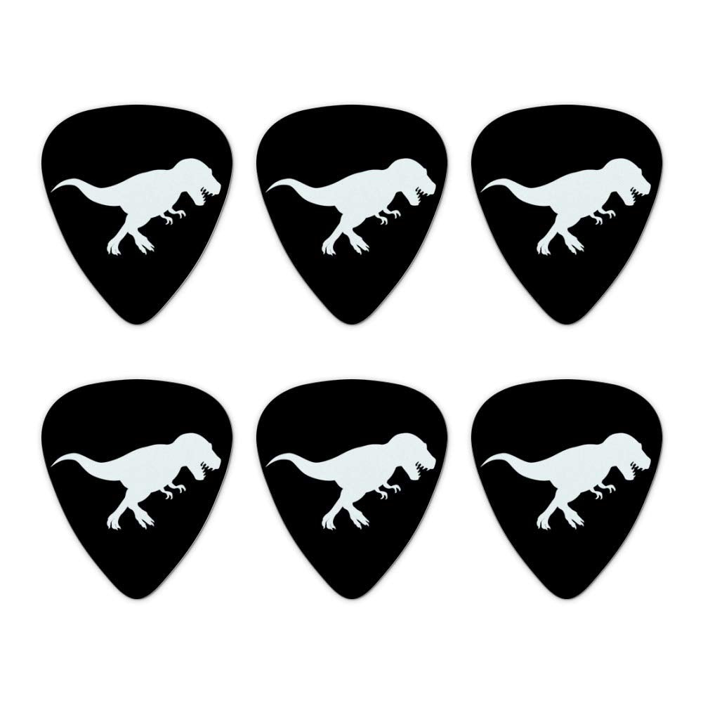 Dinosaur Tyrannosaurus Rex Black White Novelty Guitar Picks Medium Gauge - Set Of 6