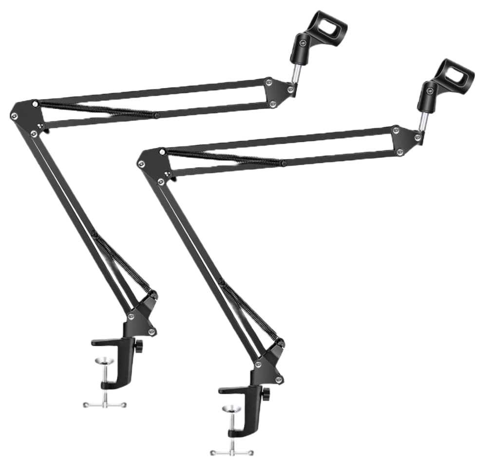 Techtest Set Of 2 Mic Stand For Recording Studio Recording Microphone Stand Suspension Scissor Arm Mike Stand
