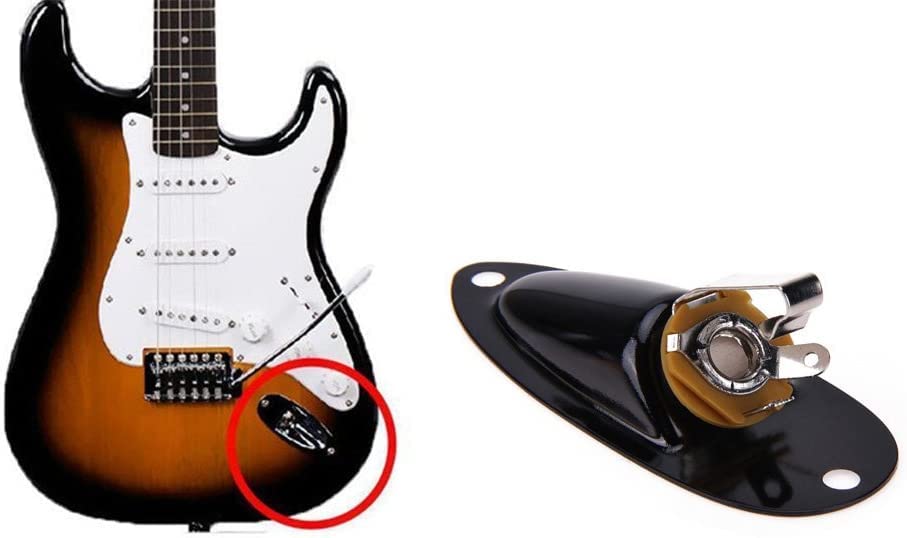 TUOREN 3Pack Electric Guitar Part Neck Plate String Tree Guide Retainer 1/4 Inch Input Jack Socket Plate with Screws for Fender