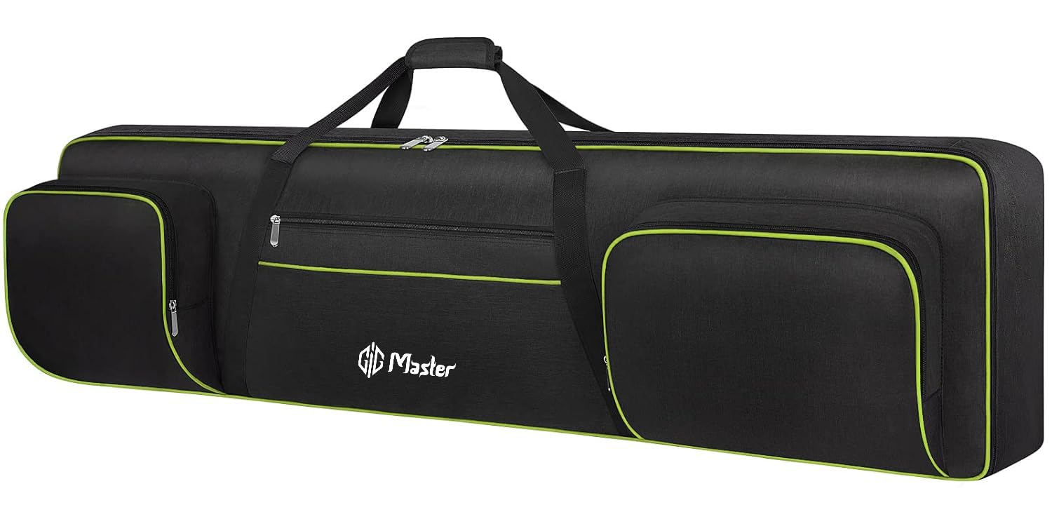 Gig Master Piano Case/Cover/Backpack For Roland Fp-30X, 88 Keys Digital Piano With Dust Cover & Double Pocket(Black_Green)