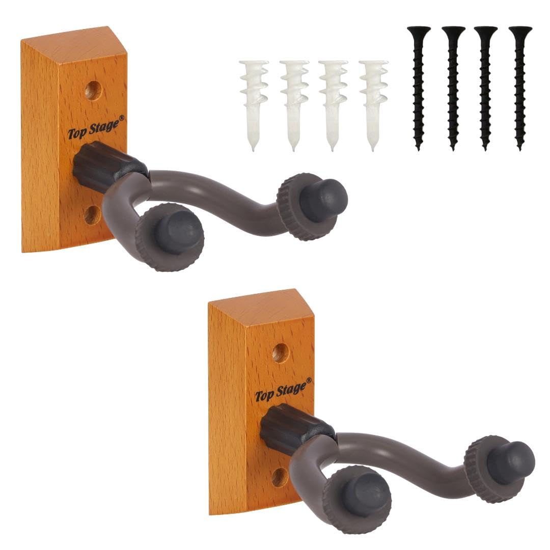 Topstage Jx15-Nat Top Stage Home And Studio Guitar Keeper (Hanger) Stand Holder Rack W/Hardwood Base Wall Mount, Jx-15