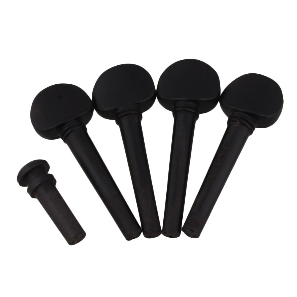 Yibuy Black Wood Tuning Pegs & End Pin Set for 1/16 Size Violin Fiddle