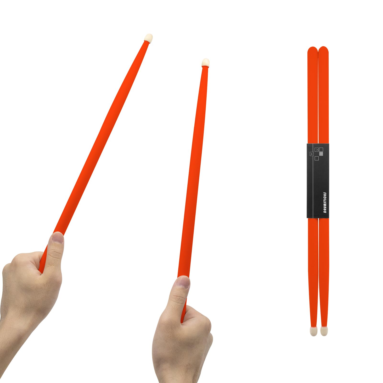 CashBeat 5A Maple Wood Drumsticks, Non-Slip Grip, Classic Orange Drum Stick for Kids Adults Beginner, Percussionists Drumming Ac