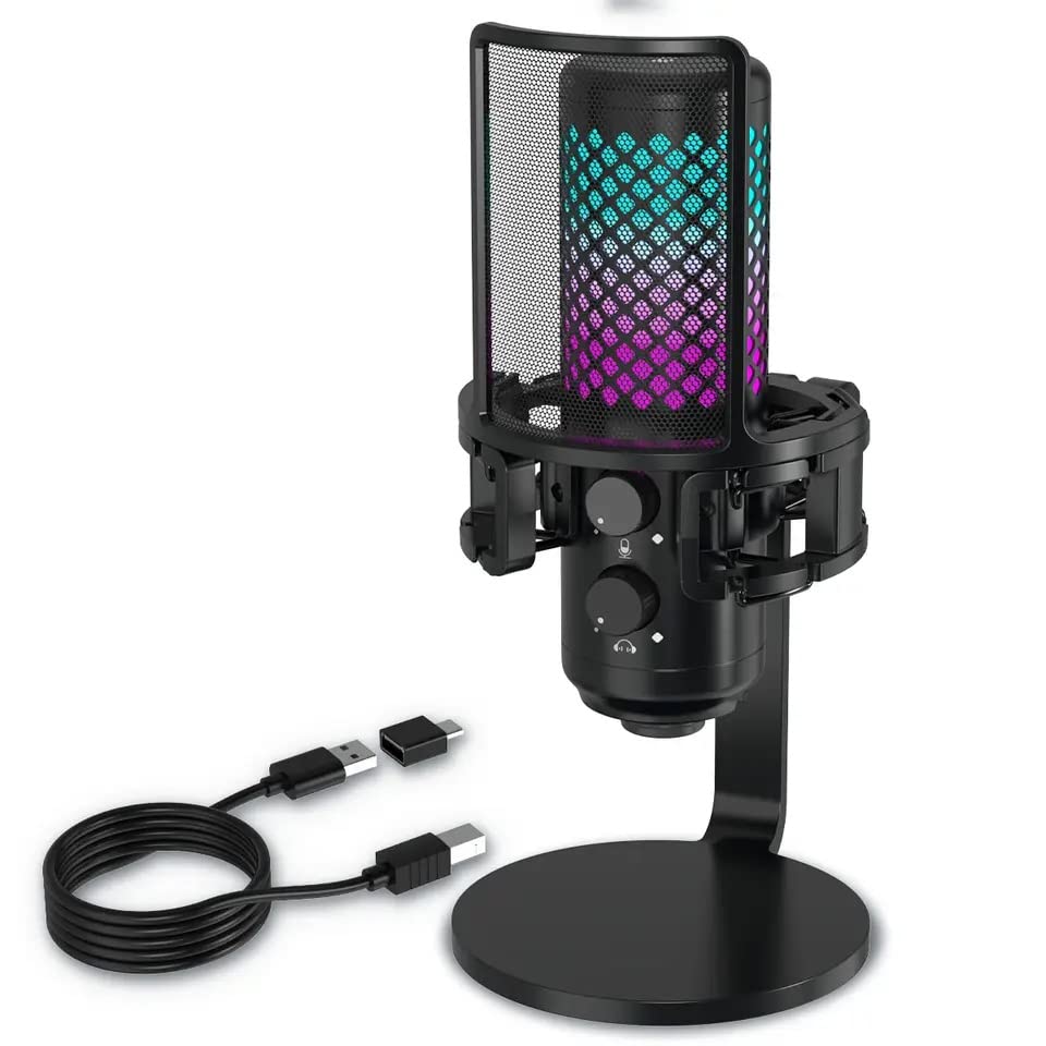 Audio Array Am-C31 Usb Plug & Play Condenser Microphone Kit | Pop-Filter & Metallic Base | 3.5 Mm No Latency Monitoring, Volume 