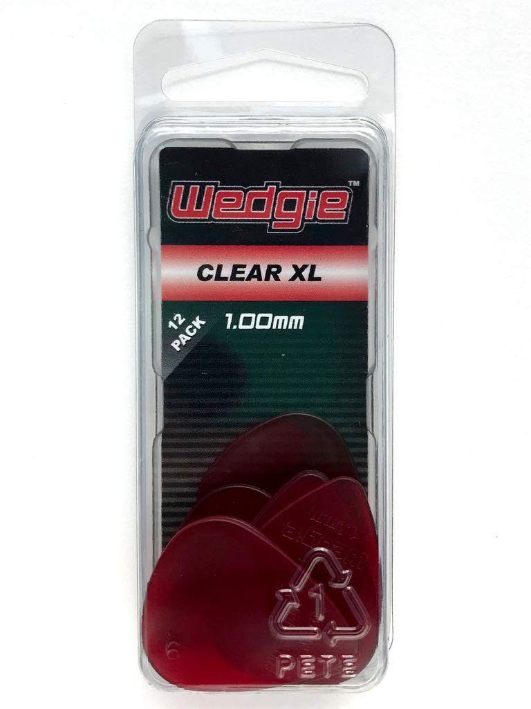 Wedgie WCPP100 1.00mm Wedgie Clear Pick 12 Pack, Red
