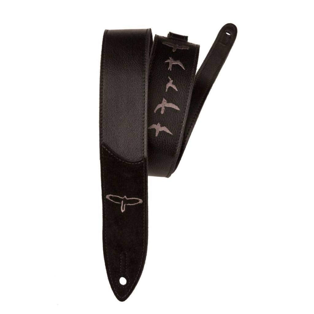 PRS Guitars Premium Leather 2'' Strap Embroidered Birds, Black (ACC-3166)