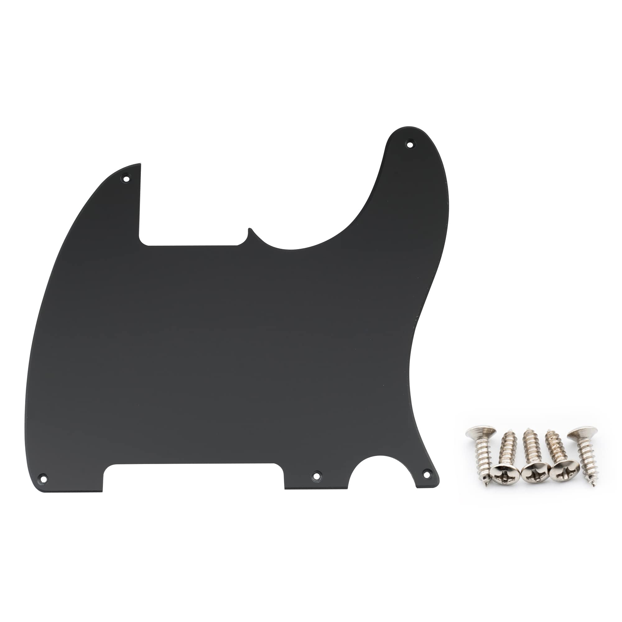 Musiclily 5 Hole Guitar Pickguard Scratch Plate For Fender Usa/Mexican Telecaster Tele Esquire Guitar, Matte Black 1Ply