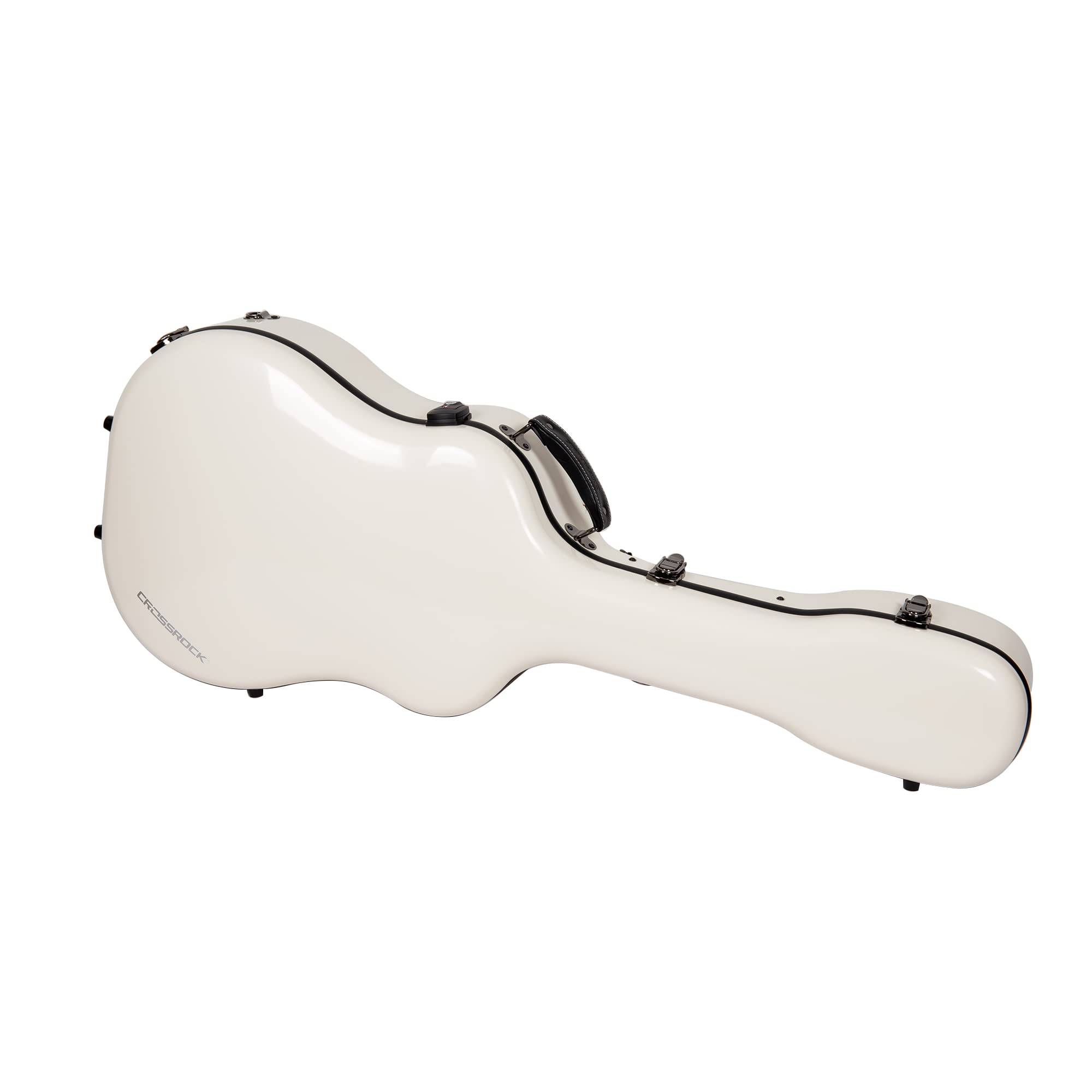 Crossrock Fiberglass Case with TSA Lock for 40''/41'' Dreadnought Acoustic Guitar-Milky White(CRF2021DMW)