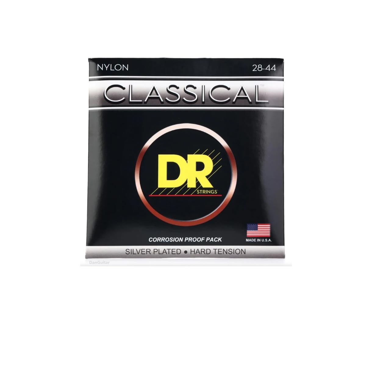 DR Strings CN-H Acoustic Classical Guitar Strings - Silver Plated, Hard Tension, Long-Lasting Performance
