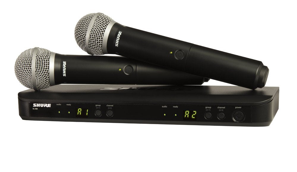 Shure BLX288/PG58 UHF Wireless Microphone System - Perfect for Church, Karaoke, Vocals - 14-Hour Battery Life, 300 ft Range | In