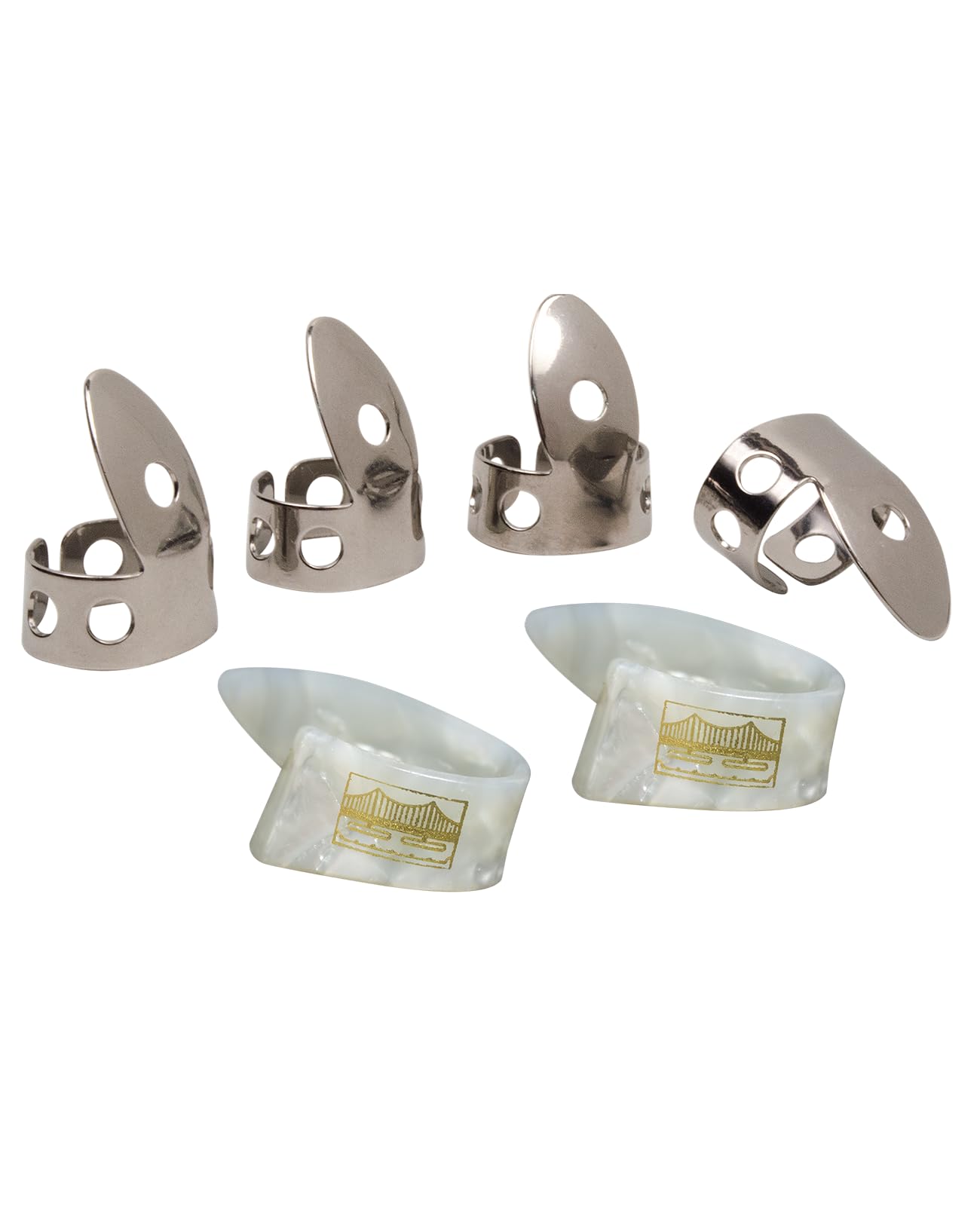 Golden Gate Gp1-Gp6 Thumb & Finger Pick Pack - Stainless Steel/Pearloid - Large