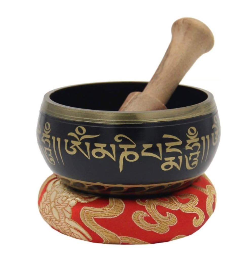 DharmaObjects Tibetan Meditation Om Mani Padme Hum Peace Singing Bowl With Mallet