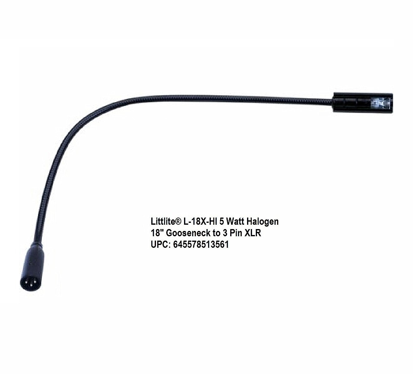 Littlite 18X-HI 18 inch High Intensity Gooseneck Lamp with 3-Pin XLR Connector