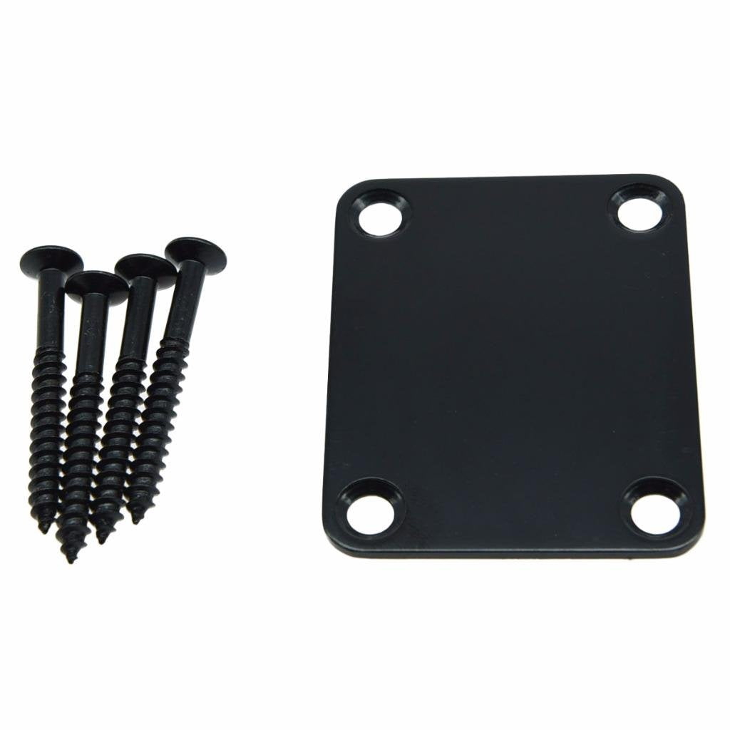 Dopro 4-Bolt Electric Guitar Replacement Neckplate Bass Metal Neck Plate With Screws For Fd Strat Tele Or Basses Black