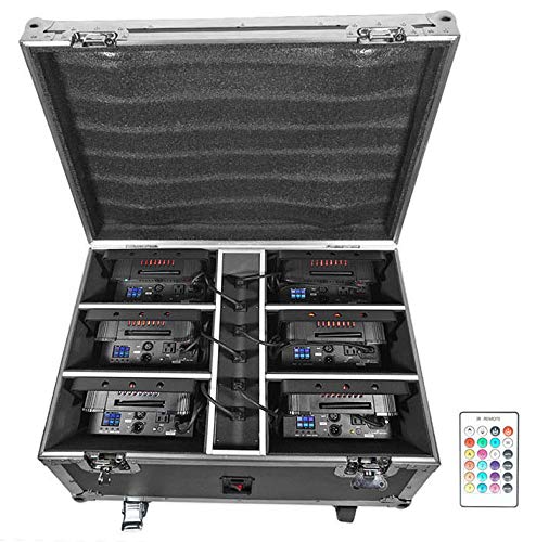 Rockville Best Pack 60 (6) Black 54W Battery Wash Lights, RGBWA+UV, Wireless DMX, Charging Case, Long-Life Battery, LCD Display,