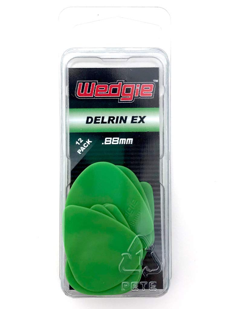 Wedgie WDPP88 0.88mm Wedgie Delrin Pick, 12 Pack, Green