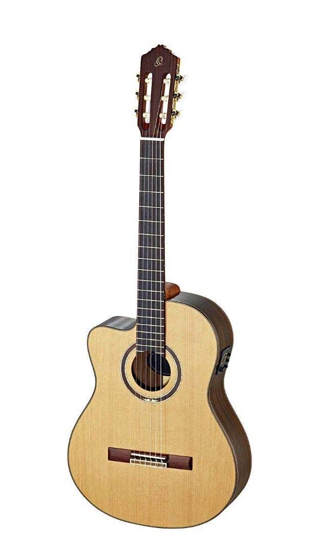 Ortega Guitars 6 String Performer Series Solid Top Slim Neck Acoustic-Electric Nylon Classical Guitar W/Bag, Right (Rce159Mn)
